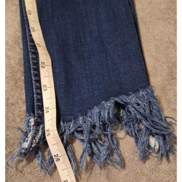 FREE PEOPLE Great Heights Skinny Jeans Womens 29 Blue Distressed Frayed Denim - Picture 5 of 13
